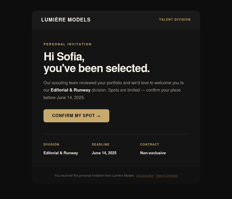We're officially backed by Y Combinator — here's what's next email template preview